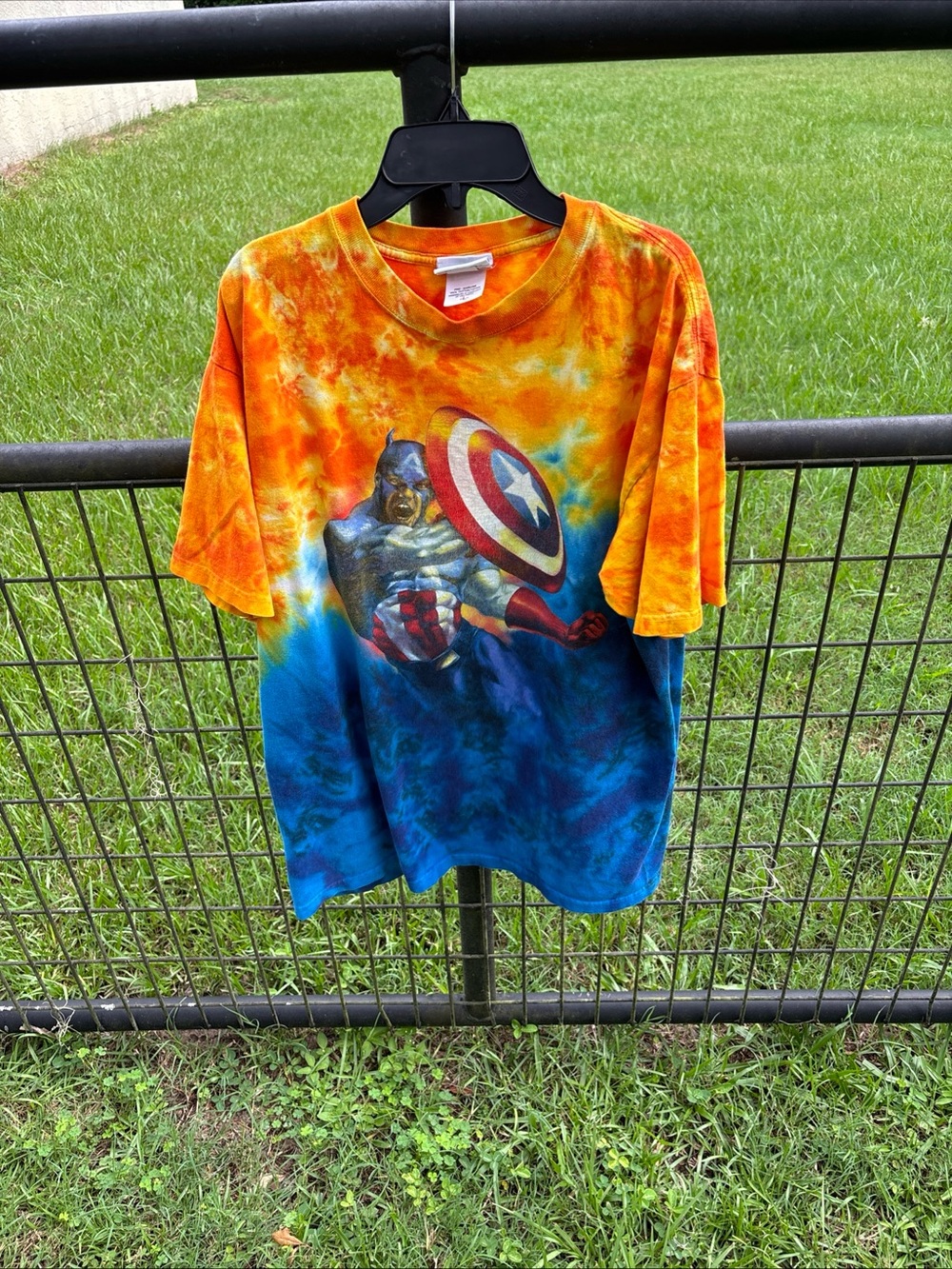 Captain America Tie-Dye T-Shirt - Orange & Blue